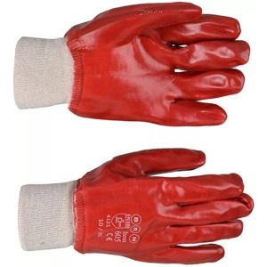 Red PVC Knit Wrist Work Gloves