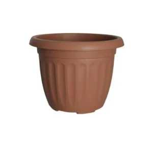 Round Ribbed Plastic Planter Terracotta 40cm
