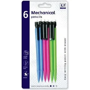 Mechanical Pencils Assorted Colours 6 Pack