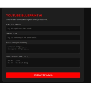 Software - YouTube Blueprint AI (Professional Video Metadata & SEO Generator.)