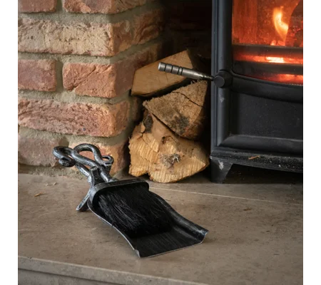Silver Brushed Steel Crook Top Hearth Tidy Set