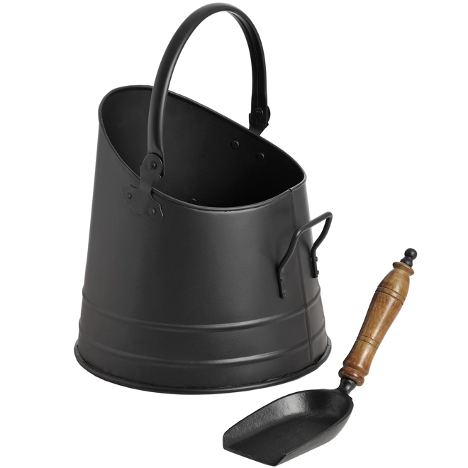 Additional Image for Black Coal Bucket with Teak Handle Shovel