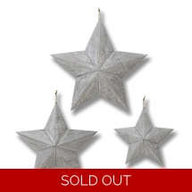 Set of Three Grey Wooden Stars