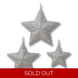 Set of Three Grey Wooden Stars