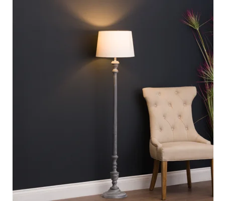 Ithaca Floor Lamp Grey Base with Linen Shade