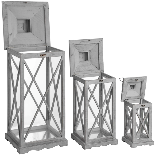 Additional Image for Set Of Three Wooden Lanterns With Traditional Cross Section