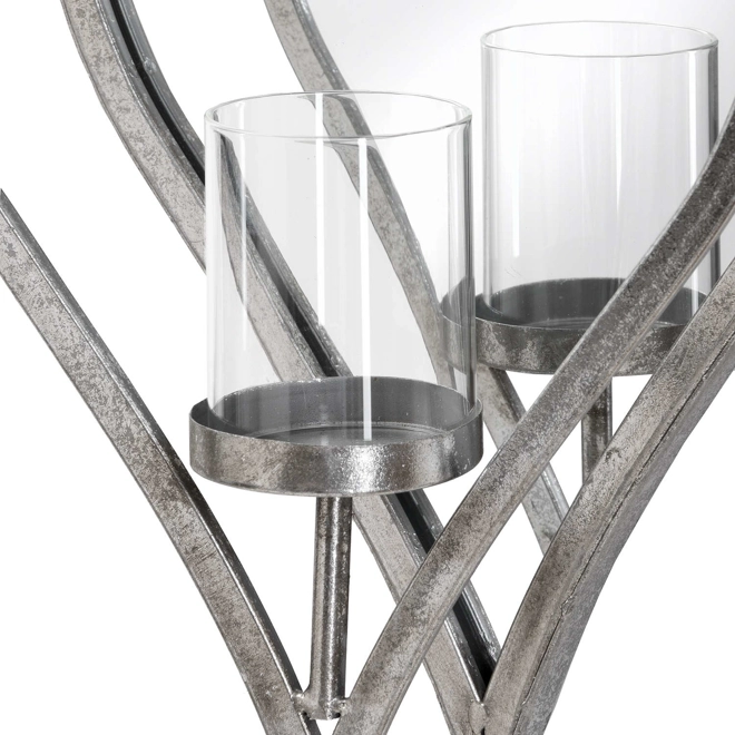 Additional Image for Small Antique Silver Mirrored Heart Candle Holder