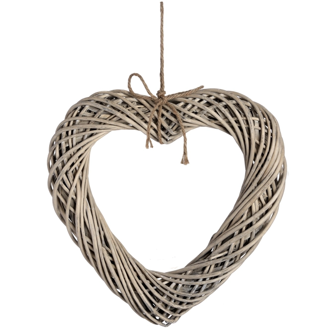 product Image for Brown Large Wicker Hanging Heart with Rope Detail