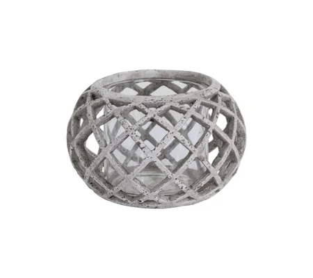 Round Ceramic Lattice Hurricane Lantern