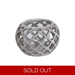 Large Round Ceramic Lattice Hurricane Lantern