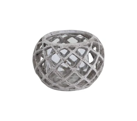 Large Round Ceramic Lattice Hurricane Lantern