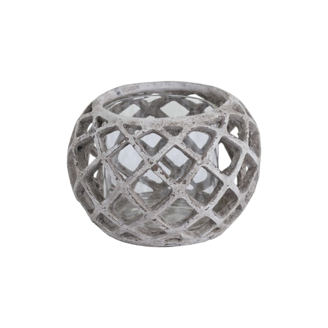product Image for Large Round Ceramic Lattice Hurricane Lantern