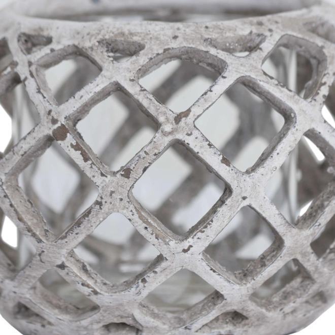 Additional Image for Large Round Ceramic Lattice Hurricane Lantern