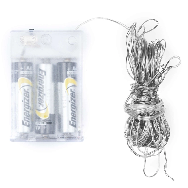 Additional Image for 100 LED Battery Micro Lights Silver Wire 10m