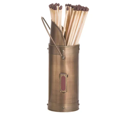 Antique Bronze Matchstick Holder With 60 Matches