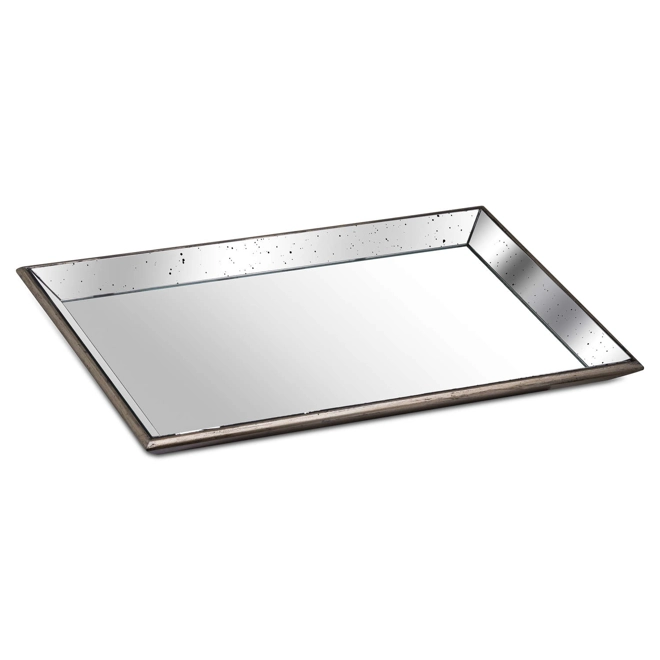 product Image for Astor Distressed Large Mirrored Tray With Wooden Detailing