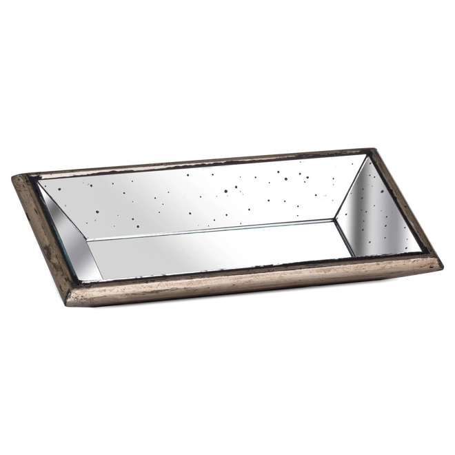 product Image for Astor Distressed Mirrored Display Tray With Wooden Detailing