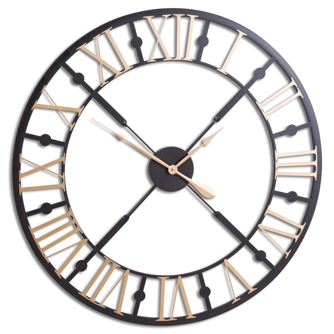 product Image for Black And Gold Skeleton Clock