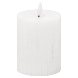 Luxe Collection Natural Glow 3x4 Textured Ribbed LED Candle