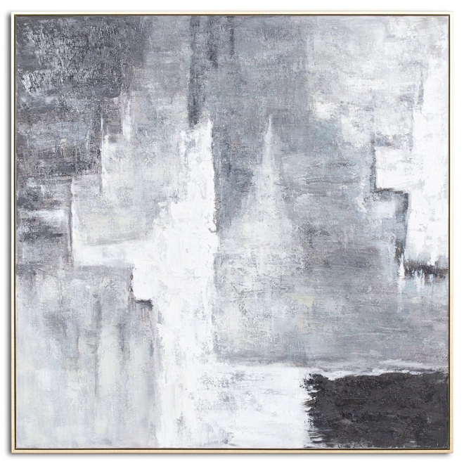 Additional Image for Hand Painted Black And White Layered Abstract Painting