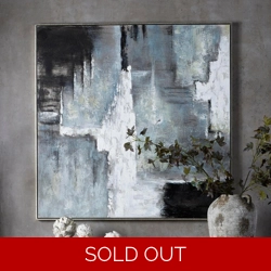 Hand Painted Black And White Layered Abstract Painting