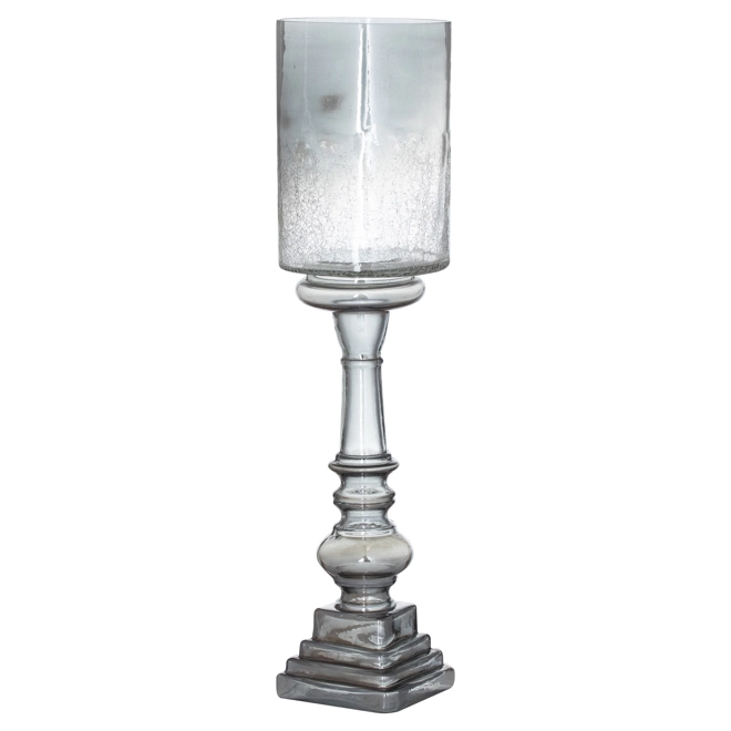 product Image for Silver Smoked Midnight Glass Top Tall Candle Pillar Holder