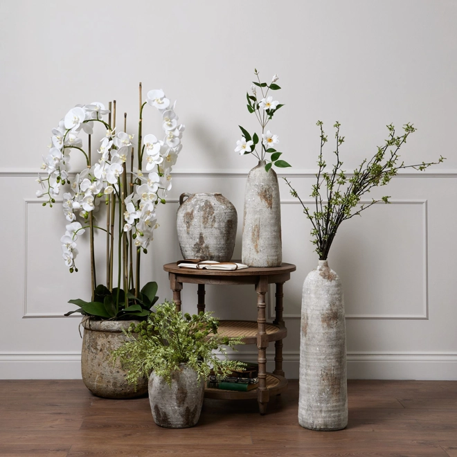 Additional Image for Large White Orchid In Antique Stone Pot