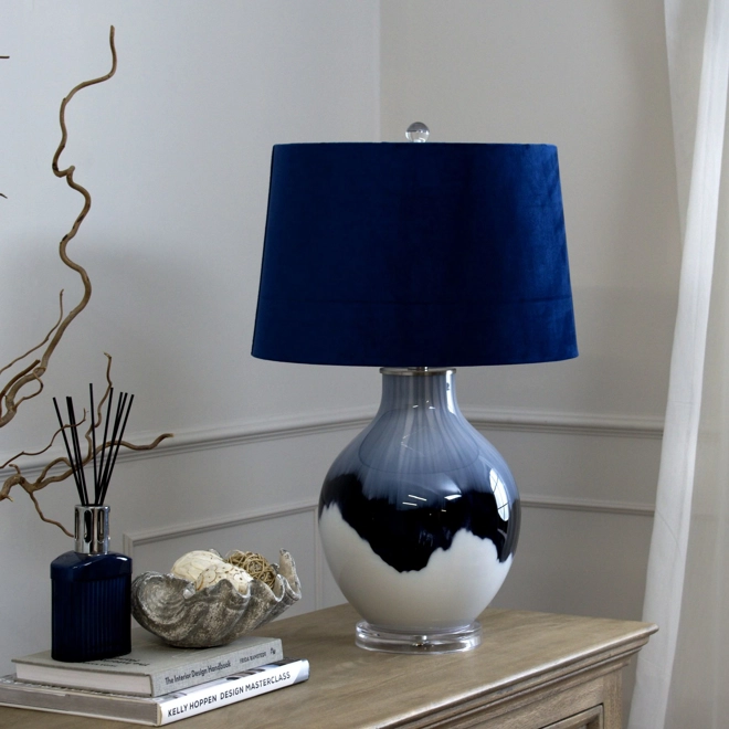 Additional Image for Ice Shadows Table Lamp With Navy Blue Lampshade