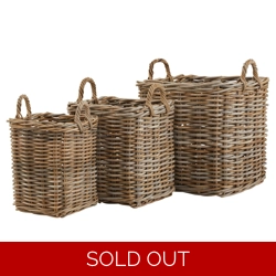Set of 3 Kubu Rattan Square Storage Baskets