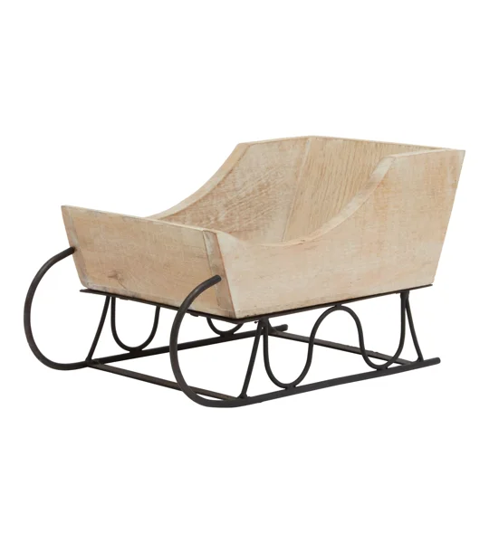 White Wash Collection Wooden Decorative Sleigh