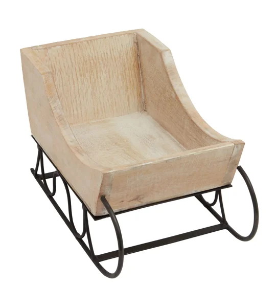 White Wash Collection Wooden Decorative Sleigh