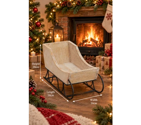 White Wash Collection Wooden Decorative Sleigh
