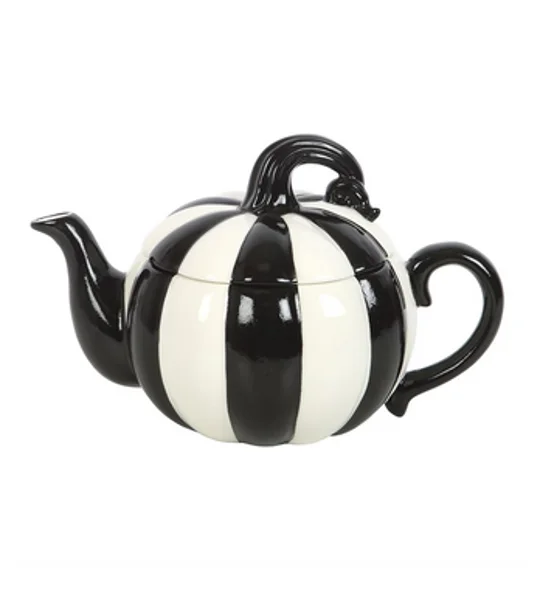 Black And White Striped Pumpkin Teapot