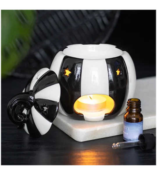 Black and White Striped Pumpkin Oil Burner