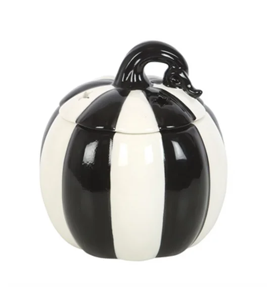 Black and White Striped Pumpkin Oil Burner