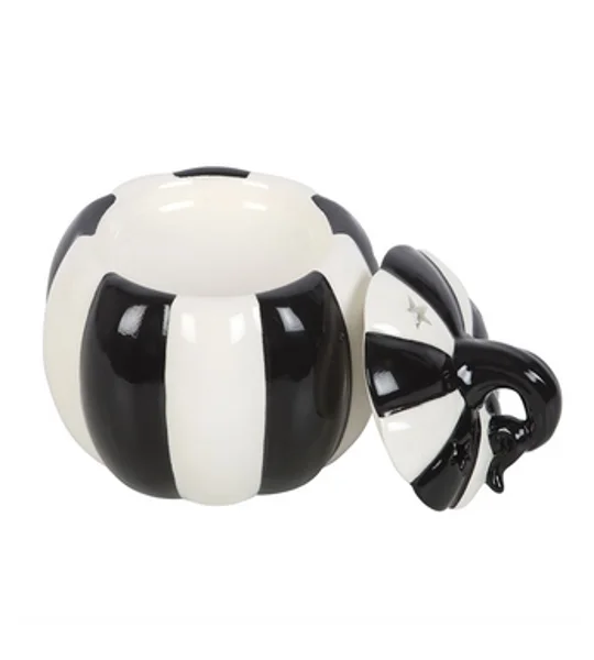 Black and White Striped Pumpkin Oil Burner
