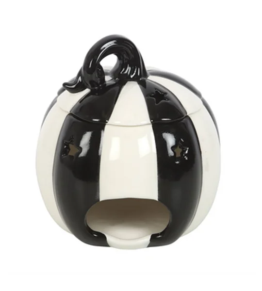 Black and White Striped Pumpkin Oil Burner