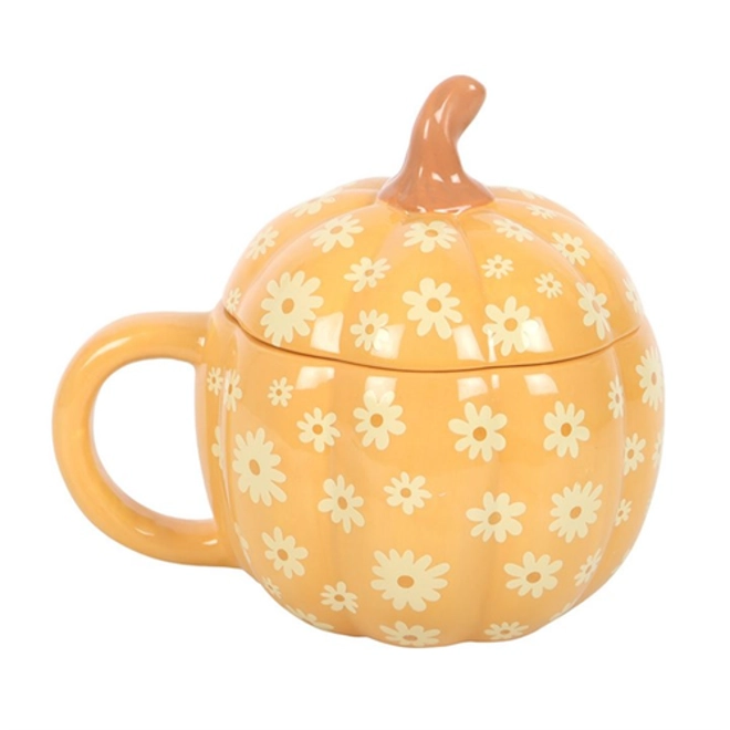 Additional Image for Groovy Floral Pumpkin Lidded Mug