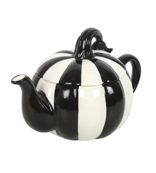 Black And White Striped Pumpkin Teapot