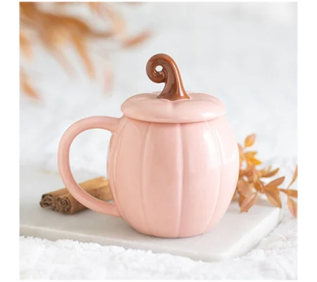 Pink Curly Pumpkin Lidded Mug