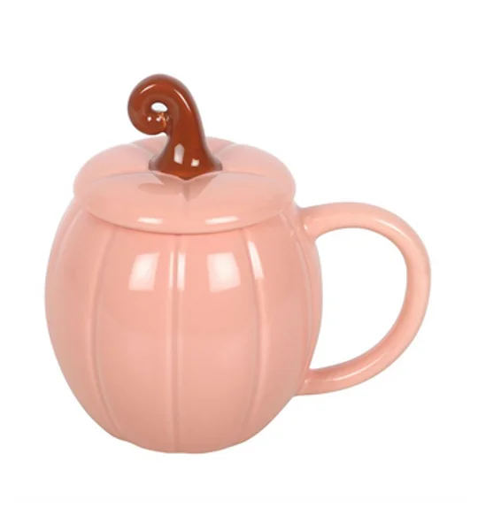 Pink Curly Pumpkin Lidded Mug