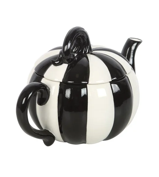 Black And White Striped Pumpkin Teapot