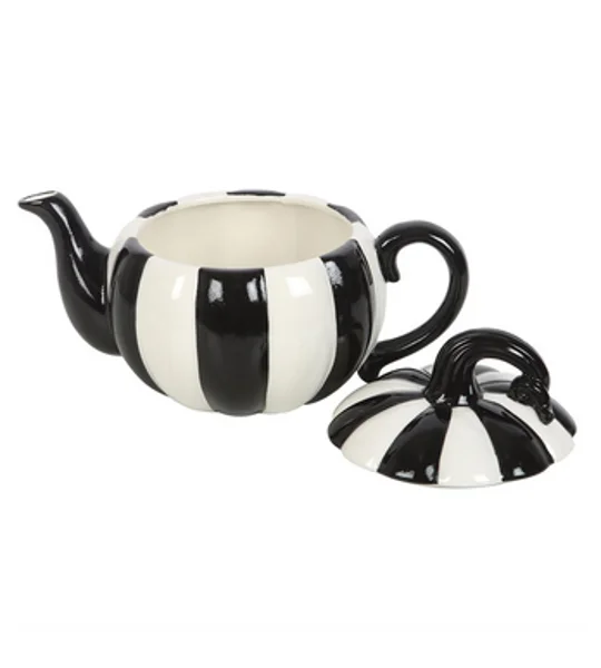 Black And White Striped Pumpkin Teapot