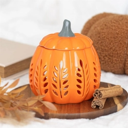 Orange Leaf Cut Out Pumpkin Oil Burner and Wax Warm