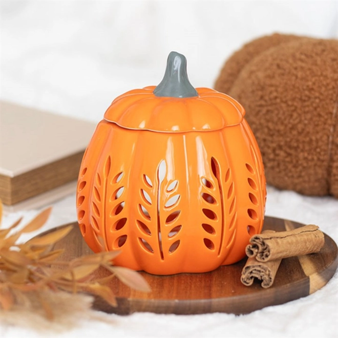 product Image for Orange Leaf Cut Out Pumpkin Oil Burner and Wax Warm