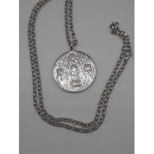 Heavy Sterling Silver Round Ingot and Chain - Hallmarked for Silver Jubilee 1977
