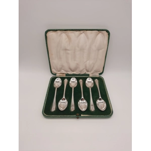 Cased Set of 6 Sterling Silver 'Golf' Themed Teaspoons - Hallmarked 1932/33 Cased Set of 6 Sterling Silver 'Golf' Themed Teaspoons - Hallmarked 1932/33