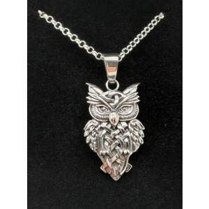 Sterling Silver Celtic Owl Pendant on Belcher Chain Sterling Silver Celtic Owl Pendant on Belcher Chain