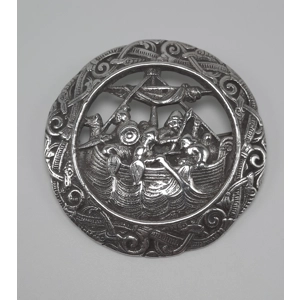 Stunning Large Silver Viking Boat Brooch