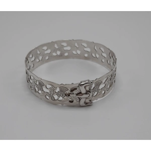 Vintage Sterling Silver Thistle Buckle Bangle by Ward Bros.